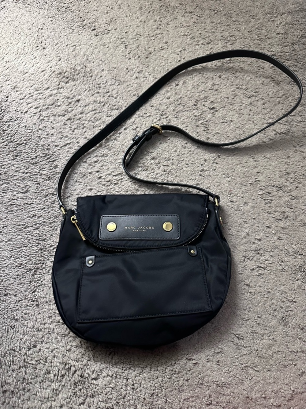 Marc Jacobs Black Nylon Crossbody with Gold-Tone Accents